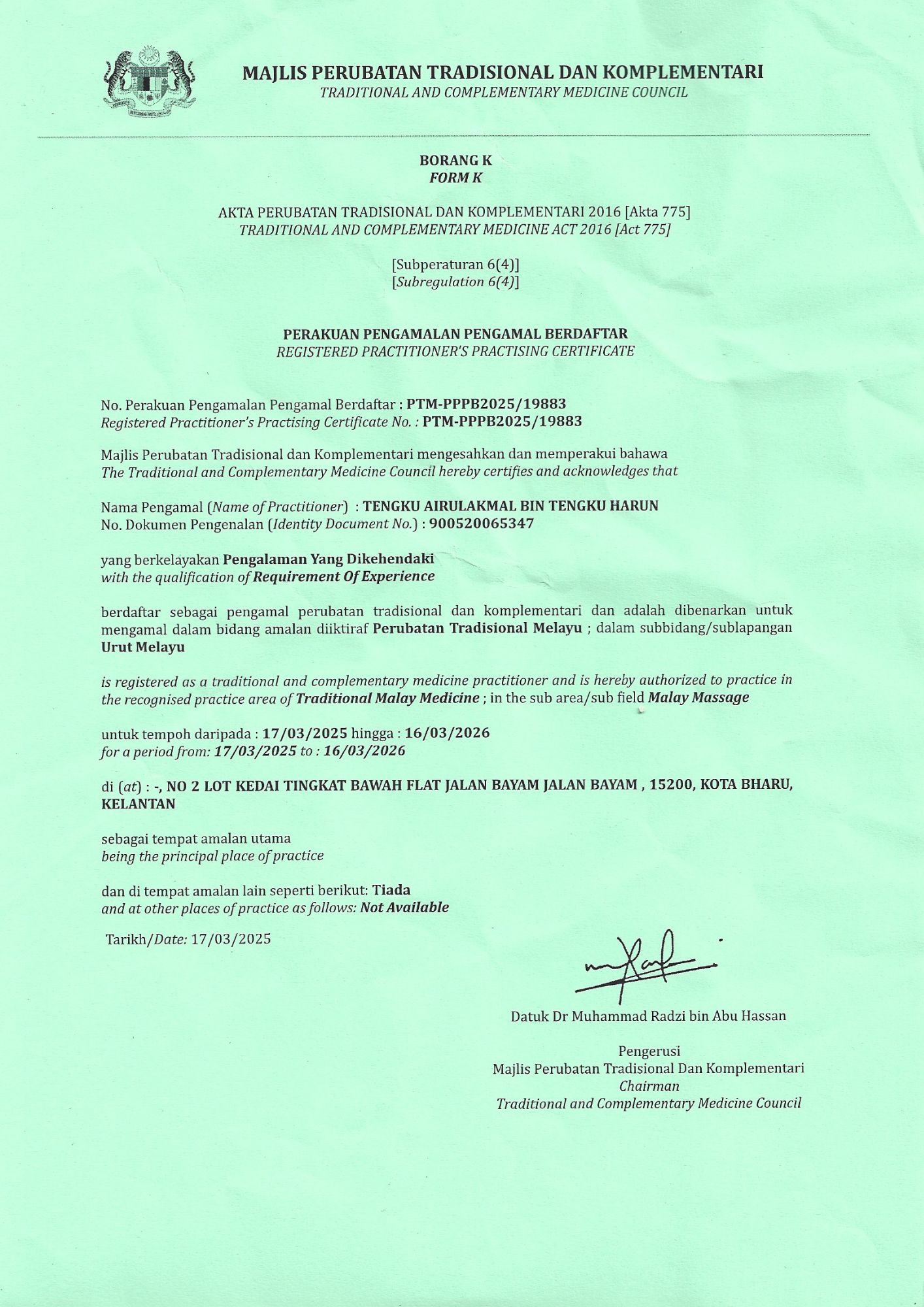 Traditional and Complementary Medicine Practitioners PT&K