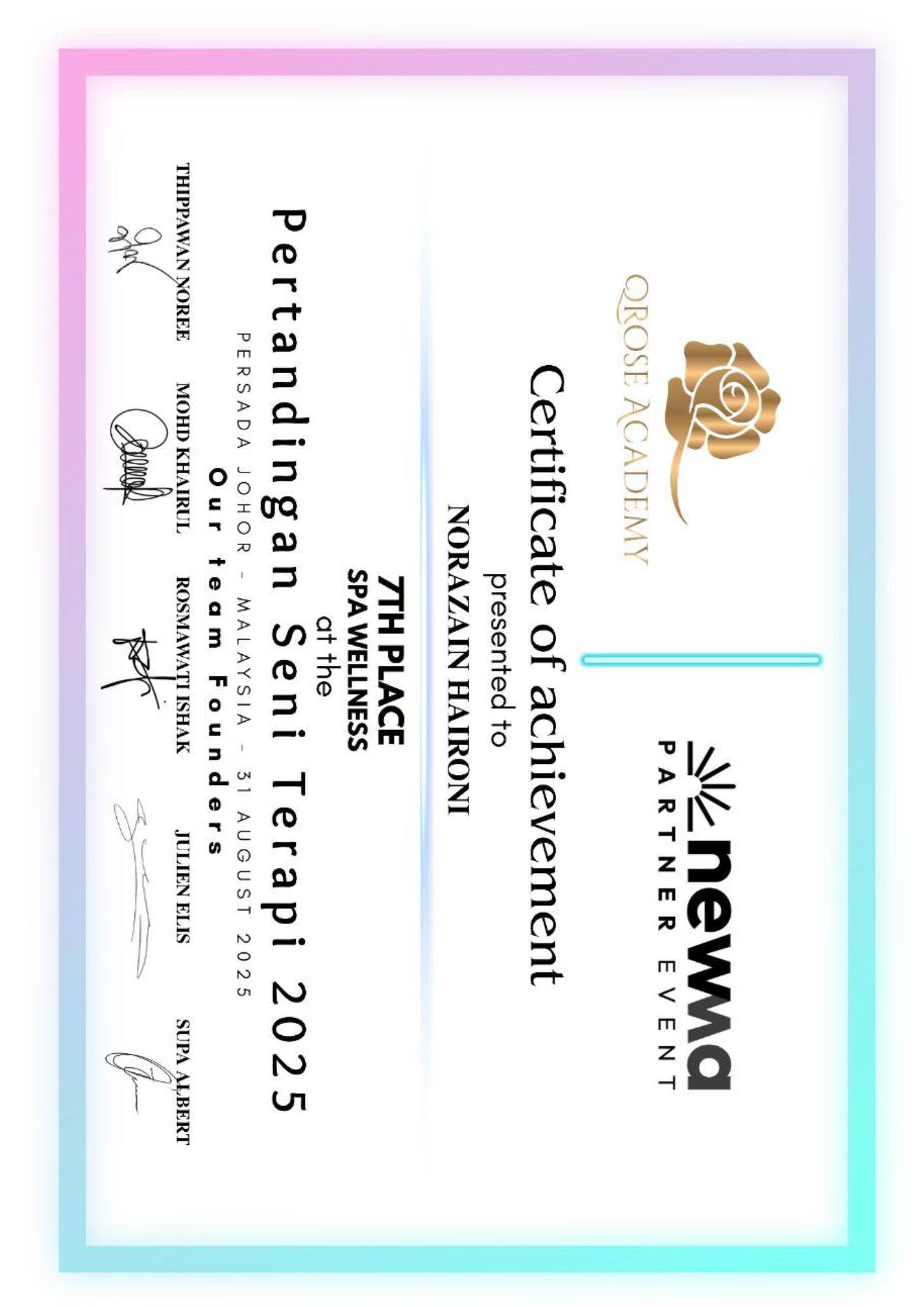 Malaysia Massage Championship 2025 Recognition 5