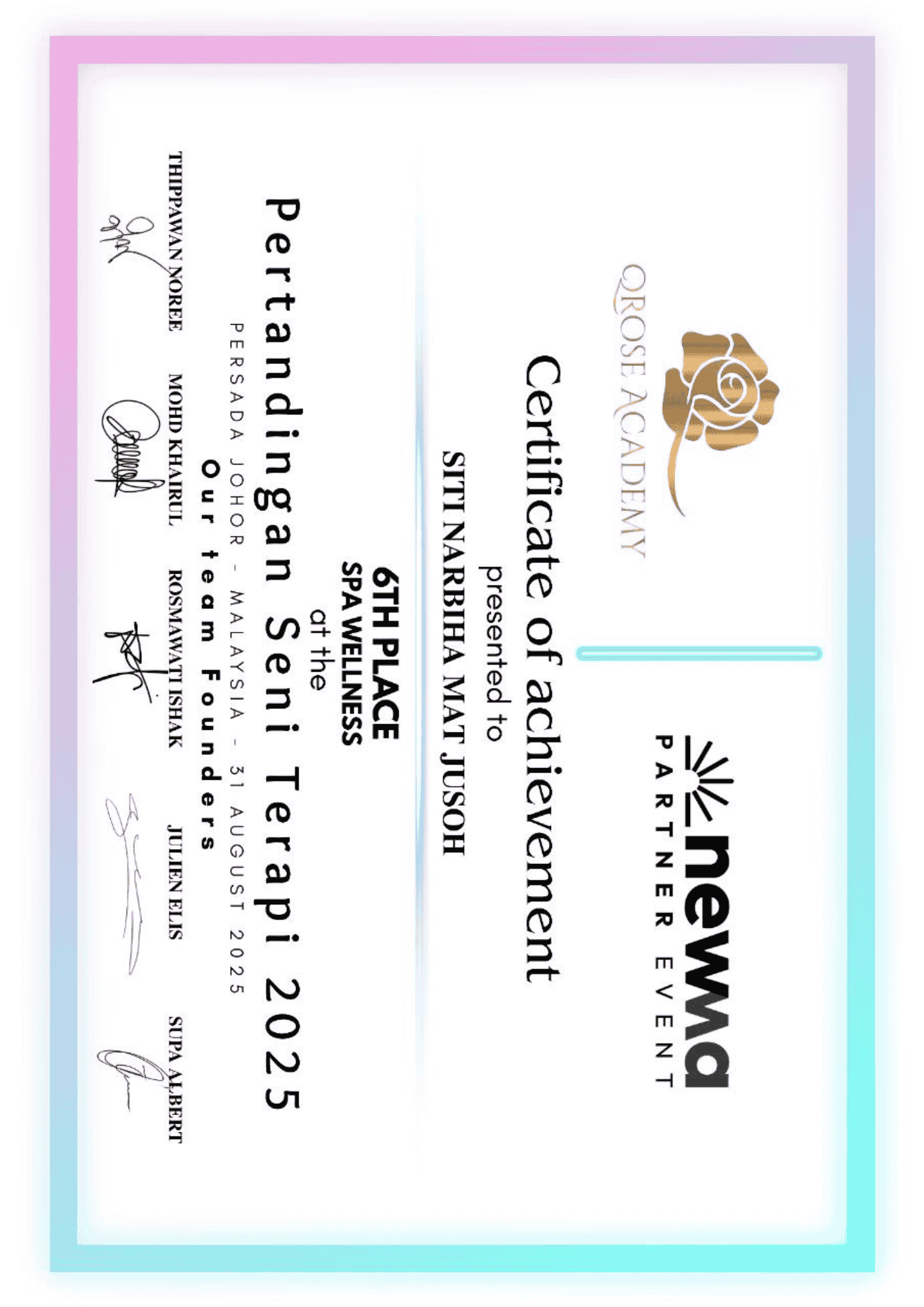 Malaysia Massage Championship 2025 Recognition 4